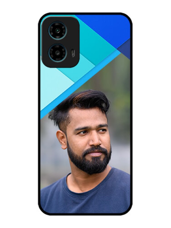 Custom Motorola G34 5G Custom Glass Phone Case - Blue Pattern Design