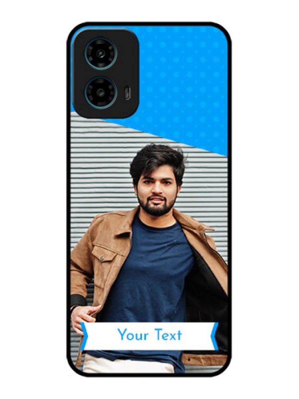 Custom Motorola G34 5G Custom Glass Phone Case - Simple Blue Color Design
