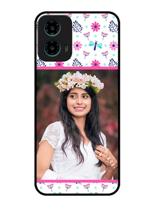 Custom Motorola G34 5G Custom Glass Phone Case - Colorful Flower Design
