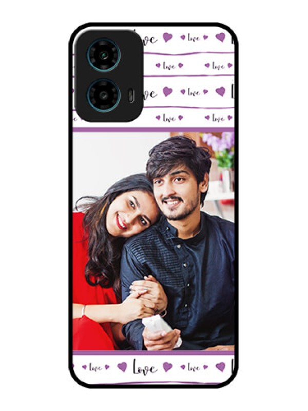 Custom Motorola G34 5G Custom Glass Phone Case - Couples Heart Design