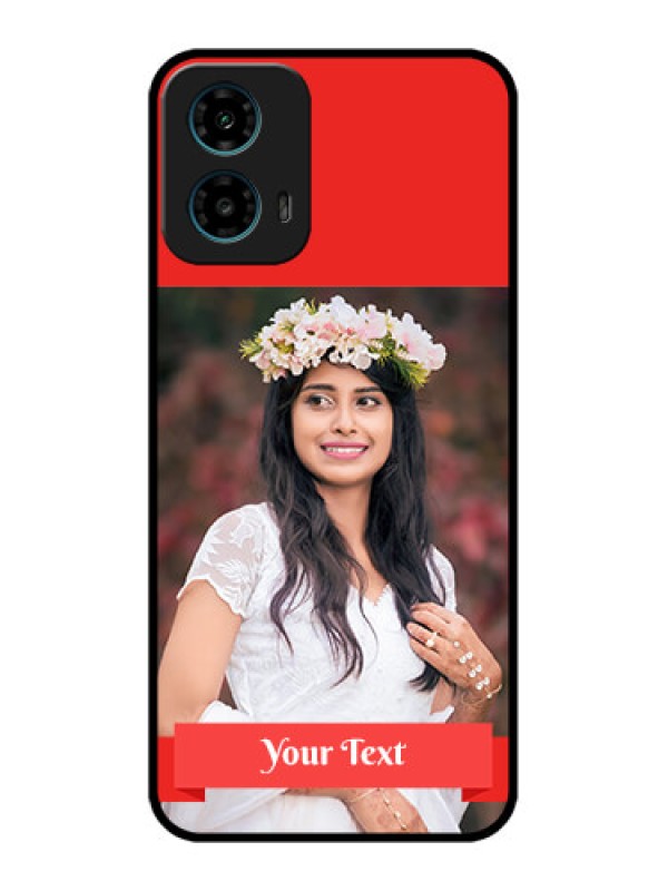 Custom Motorola G34 5G Custom Glass Phone Case - Simple Red Color Design