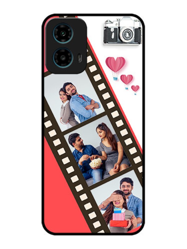 Custom Motorola G34 5G Custom Glass Phone Case - 3 Image Holder With Film Reel