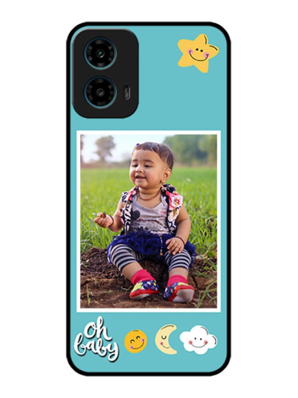 Custom Motorola G34 5G Custom Glass Phone Case - Smiley Kids Stars Design