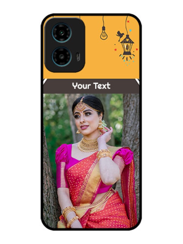 Custom Motorola G34 5G Custom Glass Phone Case - With Family Picture And Icons
