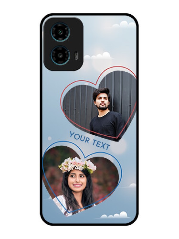 Custom Motorola G34 5G Custom Glass Phone Case - Blue Color Couple Design