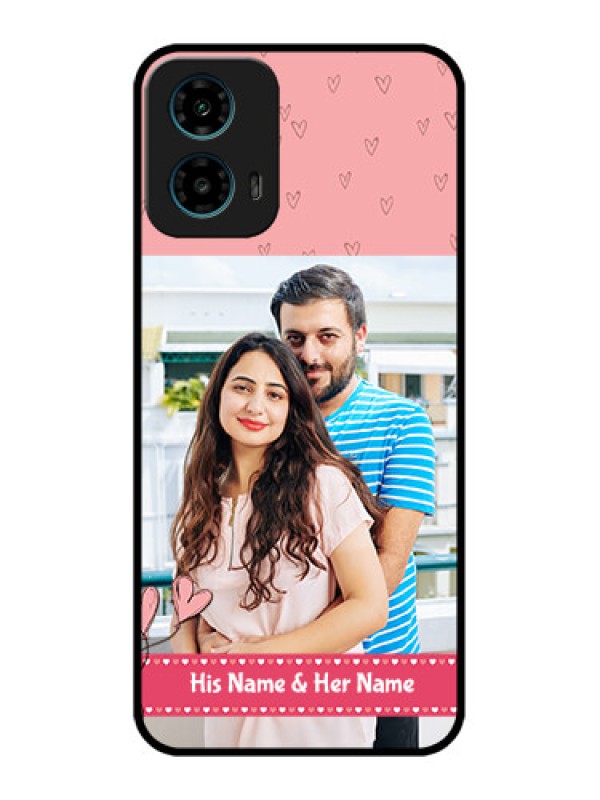 Custom Motorola G34 5G Custom Glass Phone Case - Love Design Peach Color