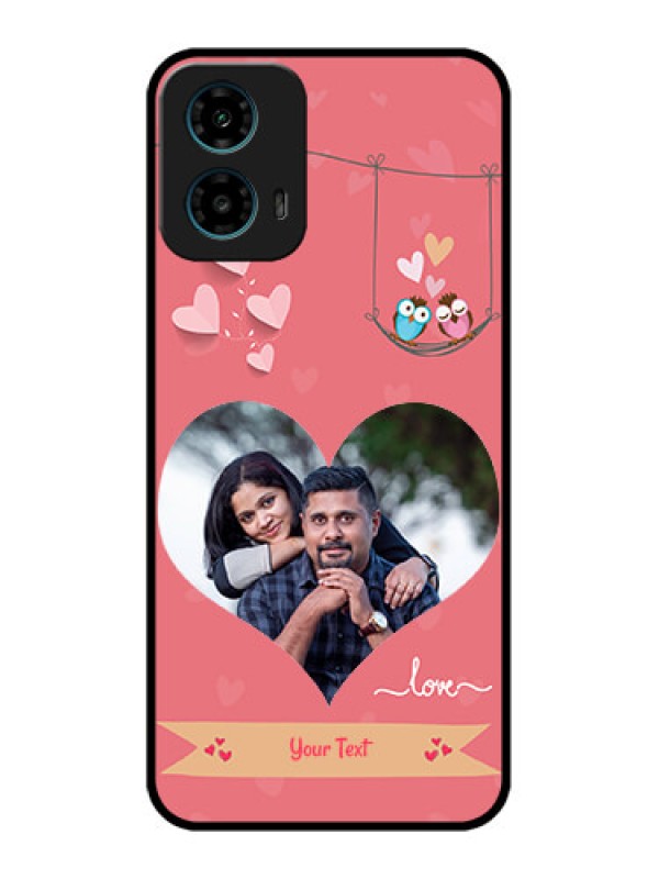 Custom Motorola G34 5G Custom Glass Phone Case - Peach Color Love Design