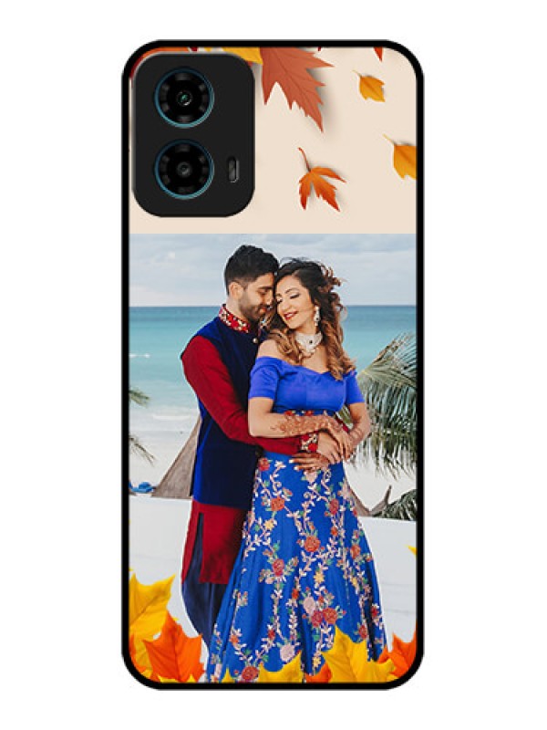 Custom Motorola G34 5G Custom Glass Phone Case - Autumn Maple Leaves Design