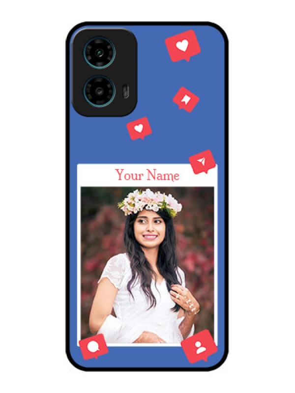 Custom Motorola G34 5G Custom Glass Phone Case - Like Share And Comment Design