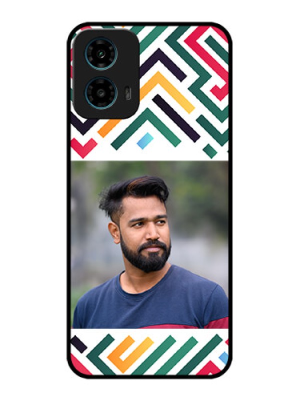 Custom Motorola G34 5G Custom Glass Phone Case - Colorful Maze Pattern Design