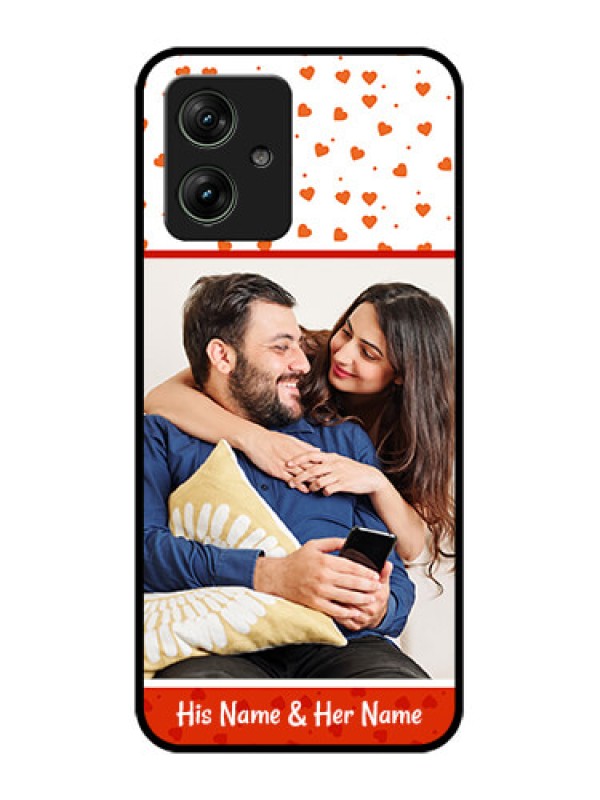 Custom Motorola G54 5G Custom Glass Phone Case - Orange Love Symbol Design