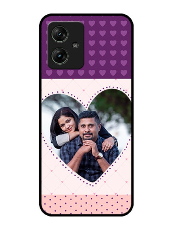 Custom Motorola G54 5G Custom Glass Phone Case - Violet Love Dots Design