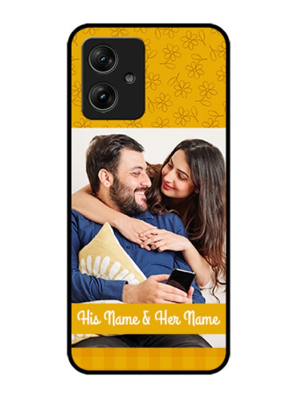 Custom Motorola G54 5G Custom Glass Phone Case - Yellow Floral Design