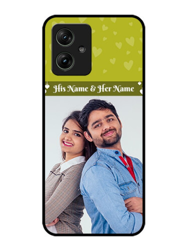 Custom Motorola G54 5G Custom Glass Phone Case - You & Me Heart Design