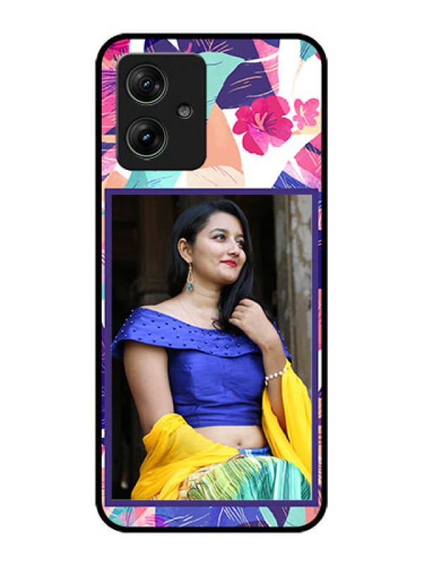 Custom Motorola G54 5G Custom Glass Phone Case - Abstract Floral Design