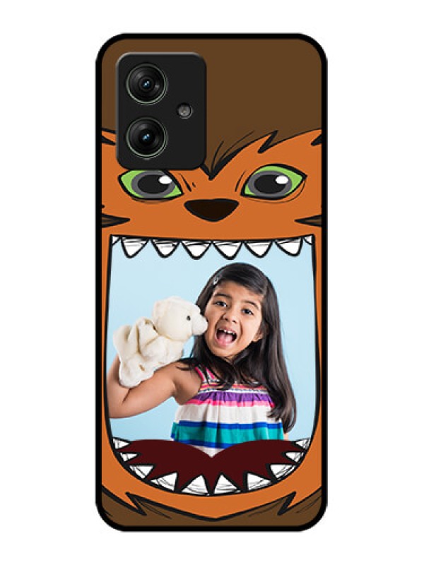 Custom Motorola G54 5G Custom Glass Phone Case - Owl Monster Back Case Design