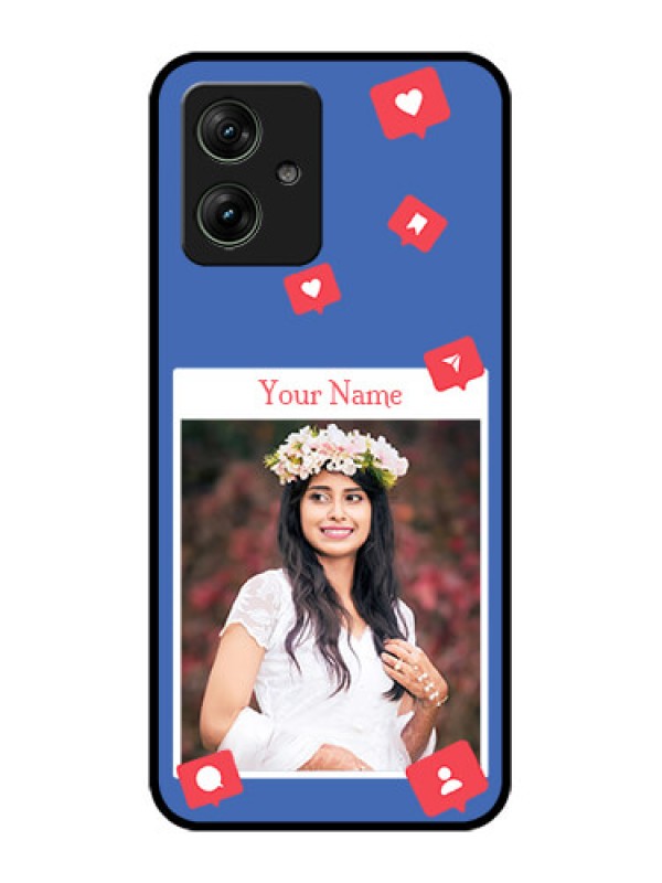 Custom Motorola G54 5G Custom Glass Phone Case - Like Share And Comment Design