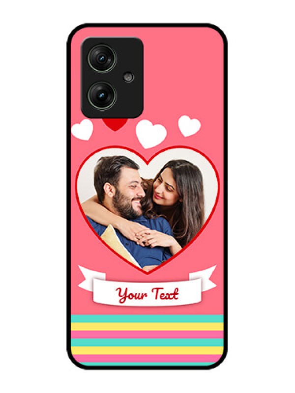 Custom Motorola G64 5G Custom Glass Phone Case - Love Shapes Doodle Design