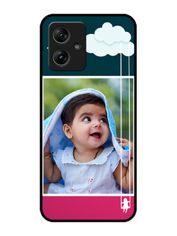 Custom Motorola G64 5G Custom Glass Phone Case - Cute Girl With Cloud Design