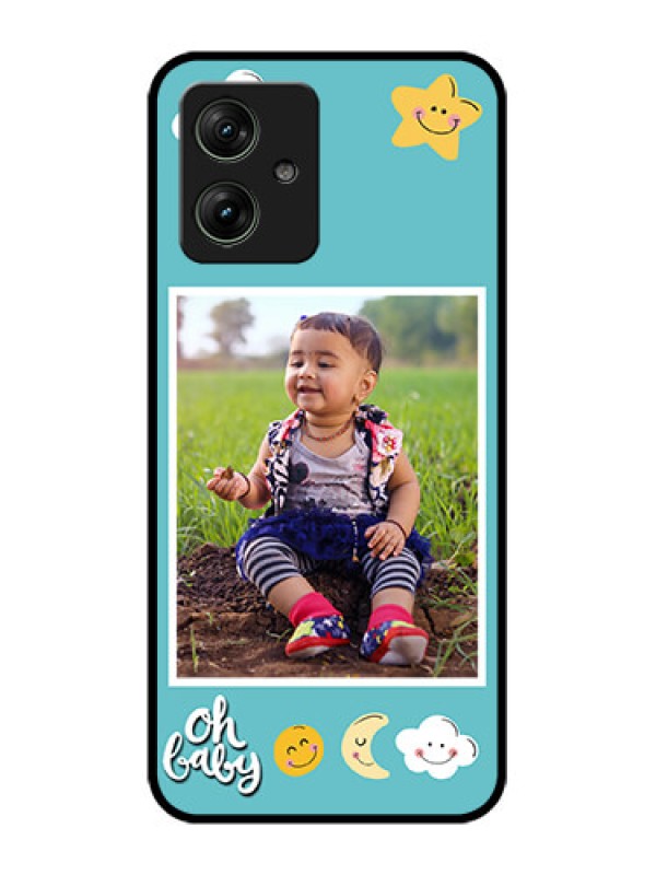 Custom Motorola G64 5G Custom Glass Phone Case - Smiley Kids Stars Design