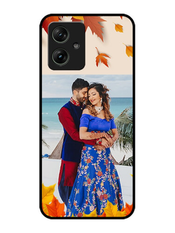 Custom Motorola G64 5G Custom Glass Phone Case - Autumn Maple Leaves Design