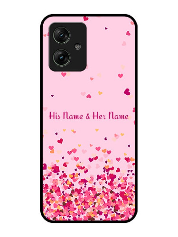 Custom Motorola G64 5G Custom Glass Phone Case - Floating Hearts Design