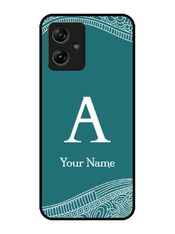 Custom Motorola G64 5G Custom Glass Phone Case - Line Art Pattern With Custom Name Design