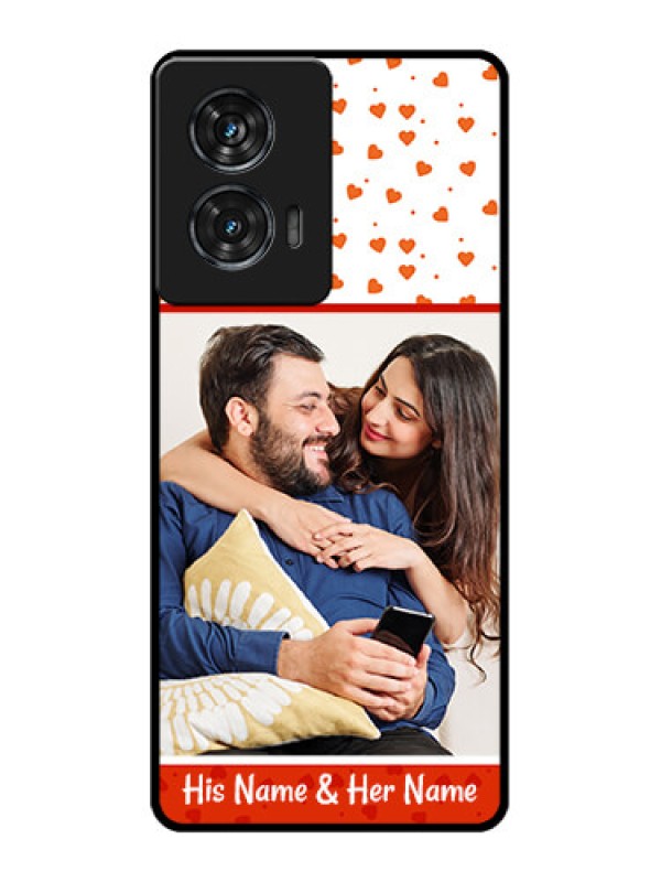Custom Motorola G96 5G Custom Glass Phone Case - Orange Love Symbol Design