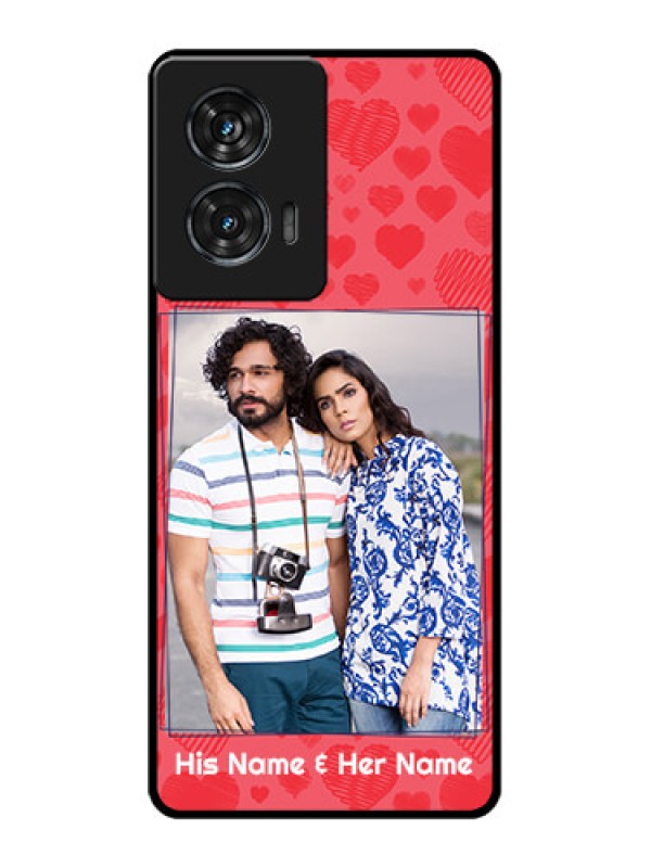 Custom Motorola G96 5G Custom Glass Phone Case - With Red Heart Symbols Design