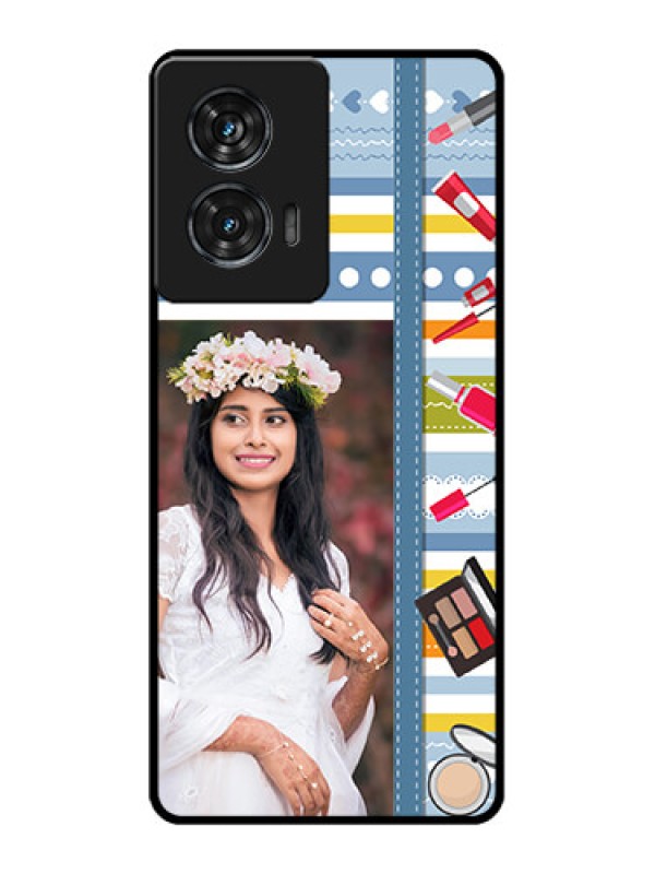 Custom Motorola G96 5G Custom Glass Phone Case - Makeup Icons Design