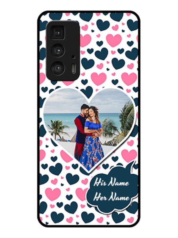 Custom Motorola Moto Edge 20 Pro Custom Glass Phone Case - Pink & Blue Heart Design