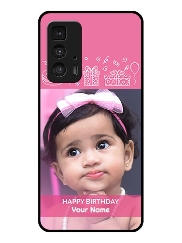 Custom Motorola Moto Edge 20 Pro Custom Glass Phone Case - With Birthday Line Art Design