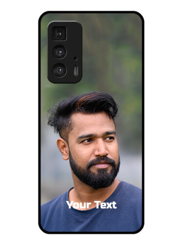 Custom Motorola Moto Edge 20 Pro Custom Glass Phone Case - Photo With Text Design