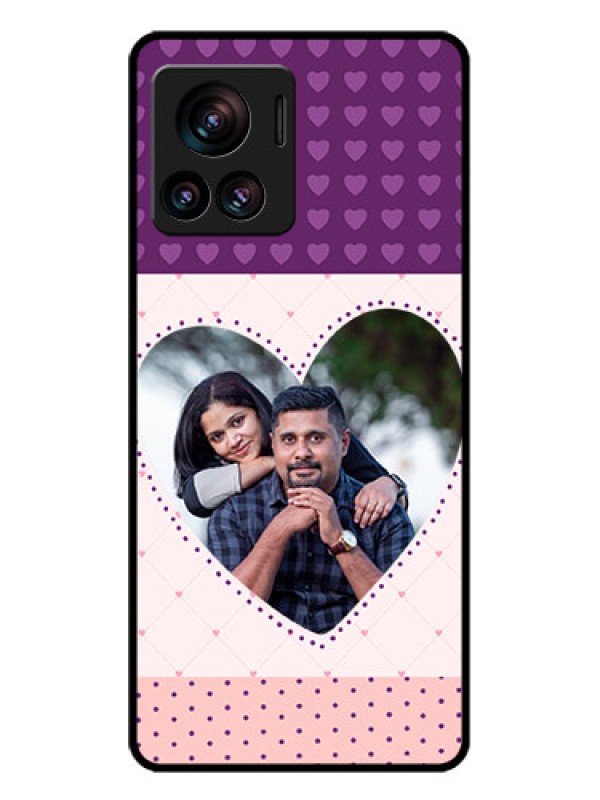 Custom Motorola Moto Edge 30 Ultra Custom Glass Phone Case - Violet Love Dots Design