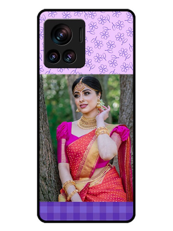 Custom Motorola Moto Edge 30 Ultra Custom Glass Phone Case - Purple Floral Design