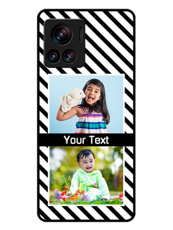Custom Motorola Moto Edge 30 Ultra Custom Glass Phone Case - Black And White Stripes Design