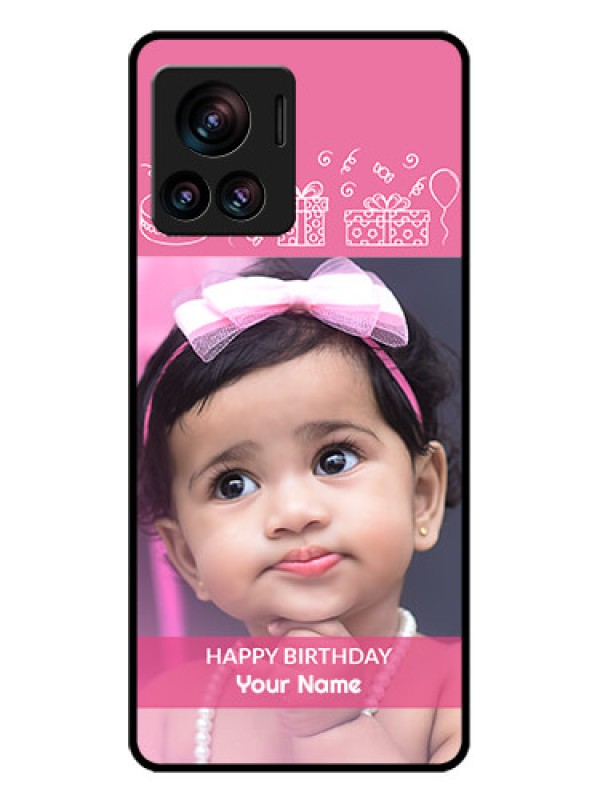 Custom Motorola Moto Edge 30 Ultra Custom Glass Phone Case - With Birthday Line Art Design