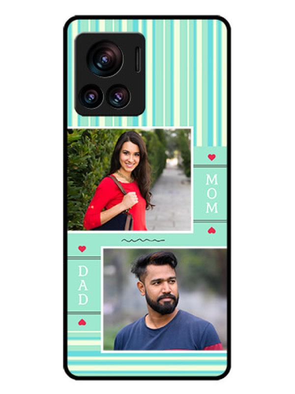 Custom Motorola Moto Edge 30 Ultra Custom Glass Phone Case - Mom & Dad Pic Design