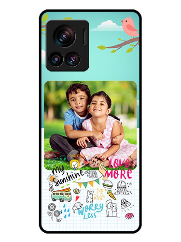 Custom Motorola Moto Edge 30 Ultra Custom Glass Phone Case - Doodle Love Design