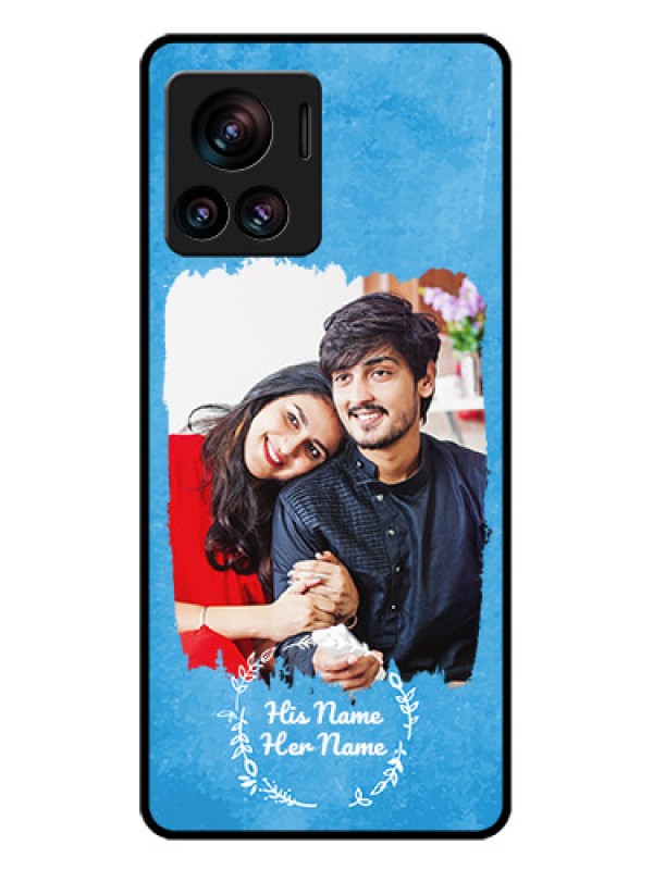 Custom Motorola Moto Edge 30 Ultra Custom Glass Phone Case - Blue Color Vintage Design