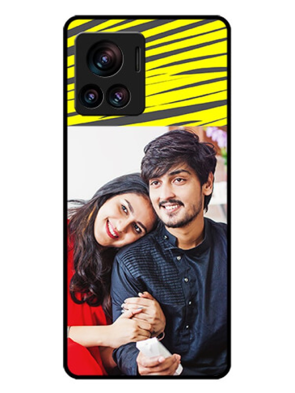 Custom Motorola Moto Edge 30 Ultra Custom Glass Phone Case - Yellow Abstract Design