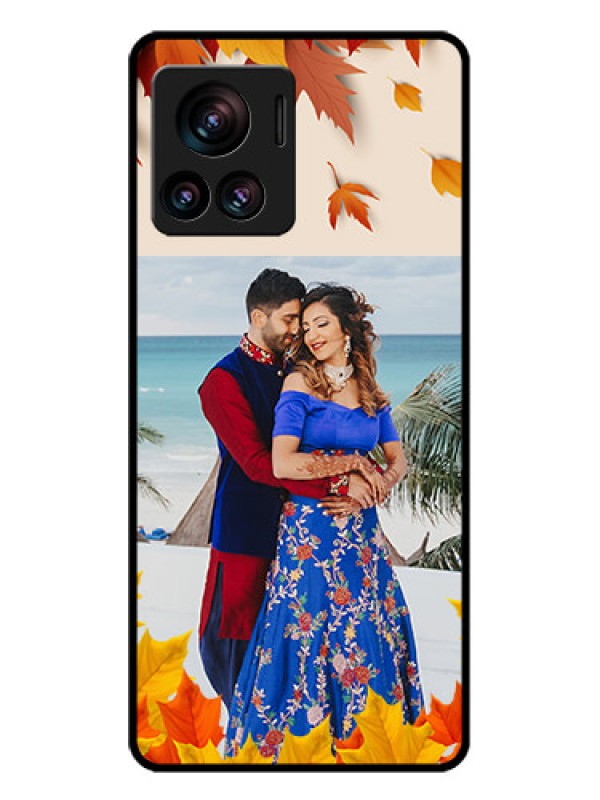 Custom Motorola Moto Edge 30 Ultra Custom Glass Phone Case - Autumn Maple Leaves Design
