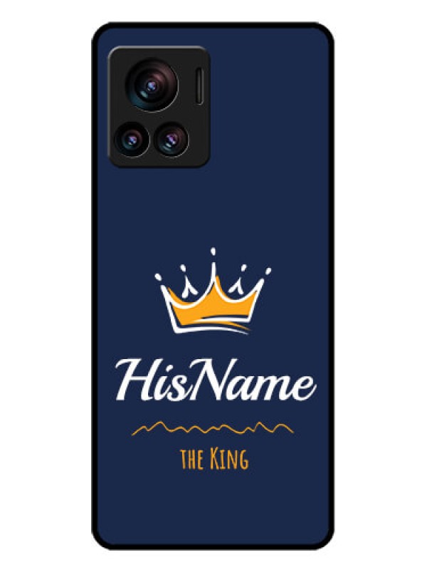 Custom Motorola Moto Edge 30 Ultra Custom Glass Phone Case - King With Name Design