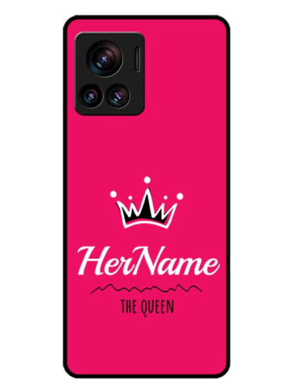 Custom Motorola Moto Edge 30 Ultra Custom Glass Phone Case - Queen With Name Design