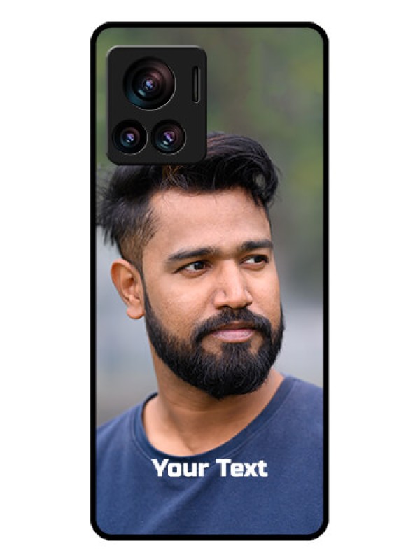 Custom Motorola Moto Edge 30 Ultra Custom Glass Phone Case - Photo With Text Design