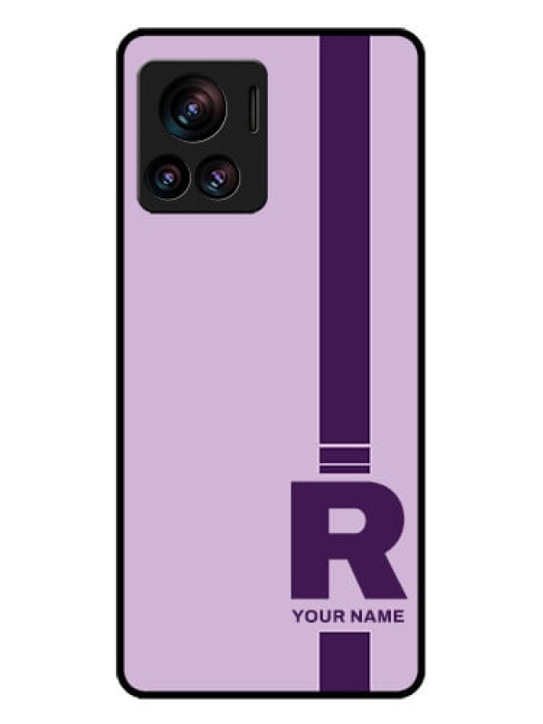Custom Motorola Moto Edge 30 Ultra Custom Glass Phone Case - Simple Dual Tone Stripe With Name Design