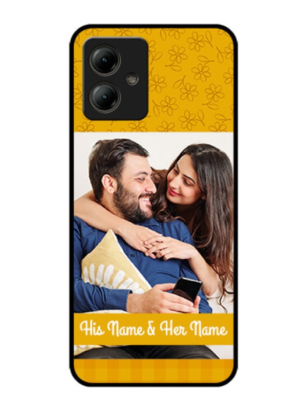 Custom Motorola Moto G14 Custom Glass Phone Case - Yellow Floral Design