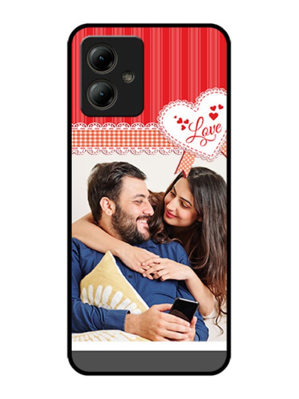 Custom Motorola Moto G14 Custom Glass Phone Case - Red Love Pattern Design