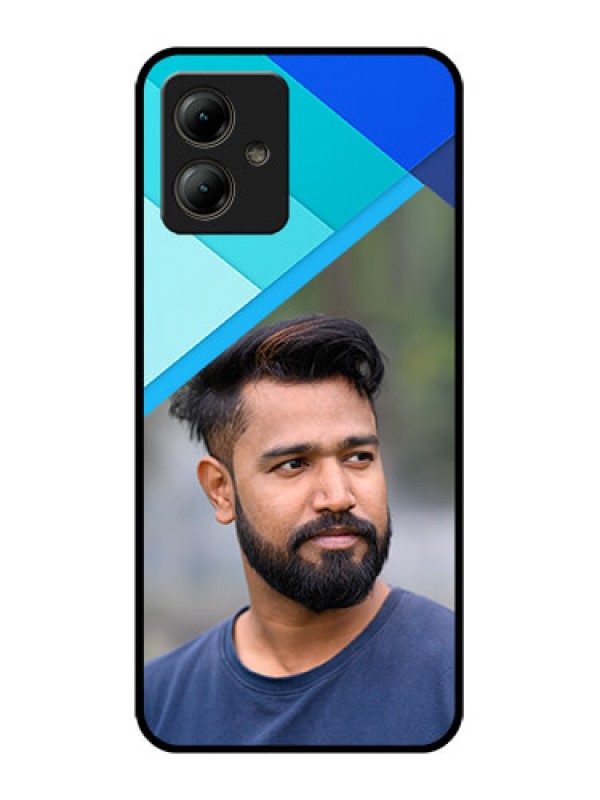 Custom Motorola Moto G14 Custom Glass Phone Case - Blue Pattern Design