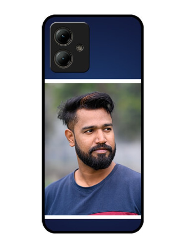 Custom Motorola Moto G14 Custom Glass Phone Case - Simple Royal Blue Design